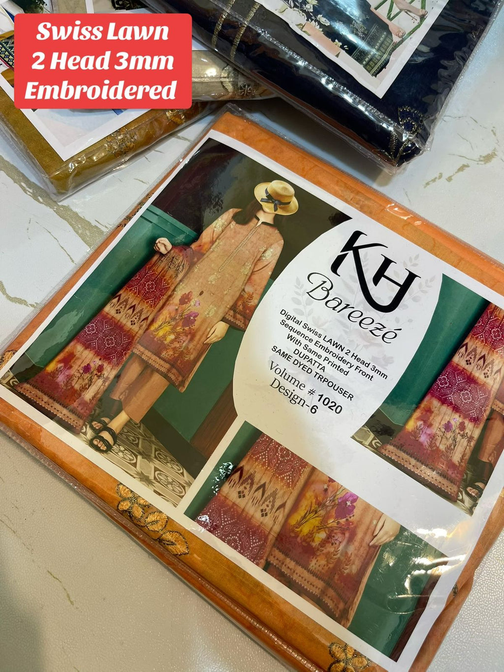 KH Bareeze 3 Piece Digital Lawn Suit – Heavy Sequence Embroidery | Summer Collection