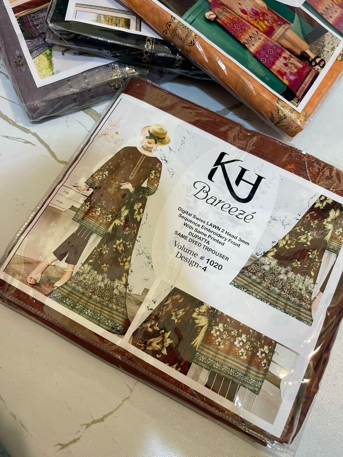 KH Bareeze 3 Piece Digital Lawn Suit – Heavy Sequence Embroidery | Summer Collection