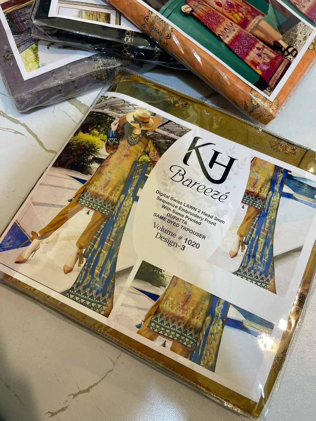KH Bareeze 3 Piece Digital Lawn Suit – Heavy Sequence Embroidery | Summer Collection