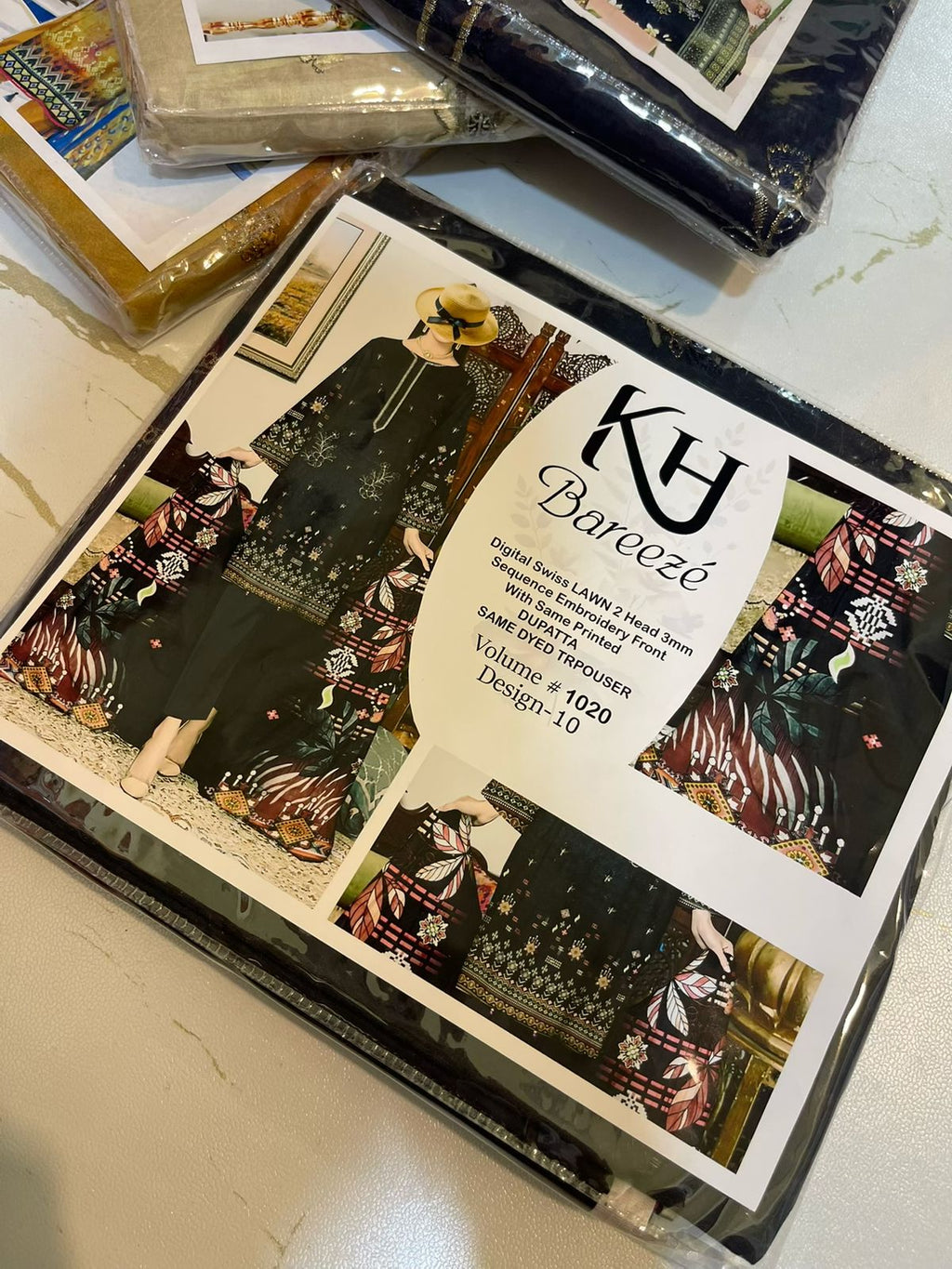 KH Bareeze 3 Piece Digital Lawn Suit – Heavy Sequence Embroidery | Summer Collection